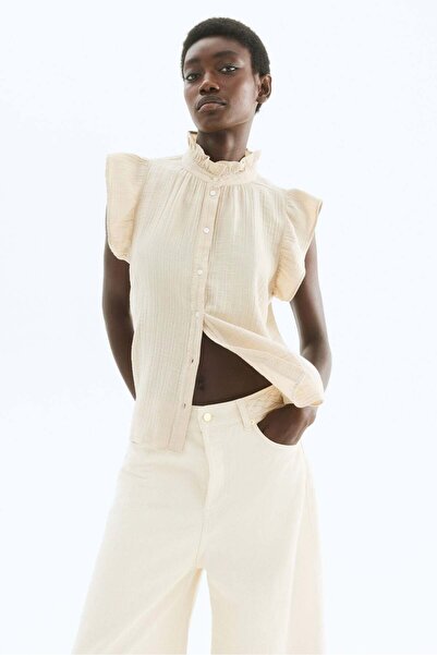 H&M Flutter-sleeved muslin blouse