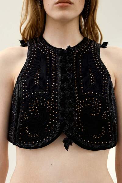 H&M Embroidered canvas waistcoat