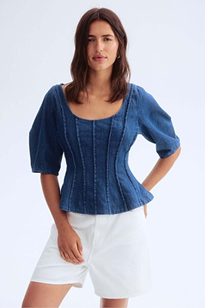 H&M Denim peplum blouse