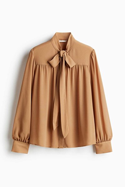 H&M Bow-collar chiffon blouse
