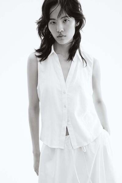H&M Linen-blend sleeveless shirt