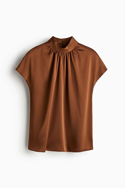 H&M Stand-collar satin blouse