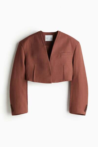 H&M Cropped linen-blend blazer