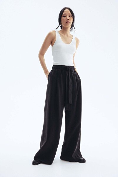 H&M Wide tie-belt trousers