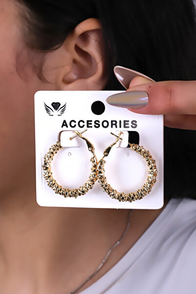 LOWEN AKSESUAR حلق نسائي دائري بلون ذهبي