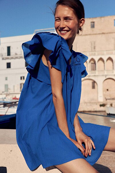 H&M Flutter-sleeve dress with broderie anglaise