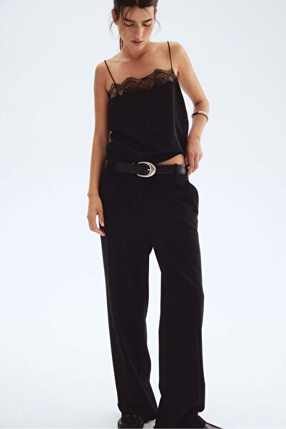 H&M Lace-trimmed satin strappy top