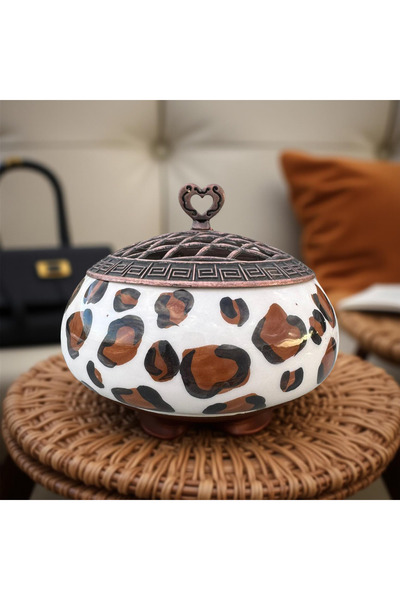 Çiporcal وعاء سكر بويزراز على شكل فهد مزخرف يدويًا