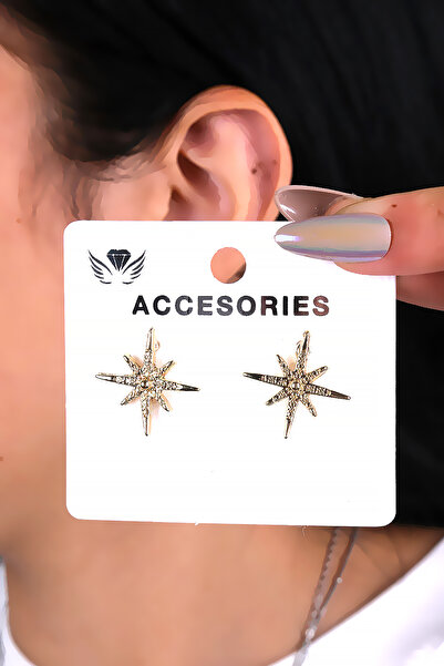 LOWEN AKSESUAR أقراط نسائية بحجر الزركون باللون الذهبي