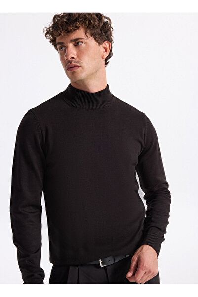 People By Fabrika Polo Yaka Relaxed Düz Siyah Erkek Kazak PBF5WM-KZK 5050