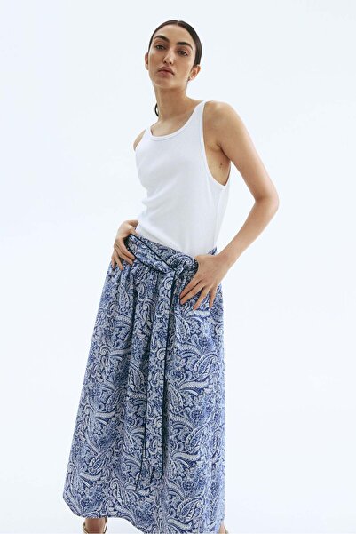 H&M Tie-detail poplin skirt