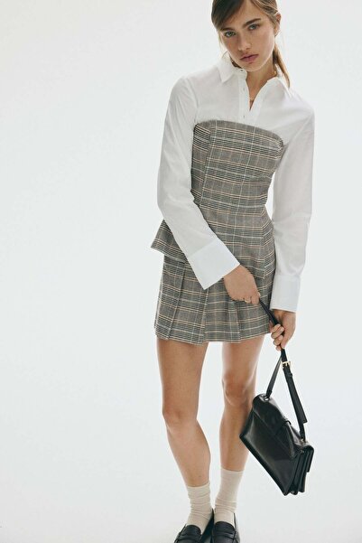 H&M Pleated denim skirt