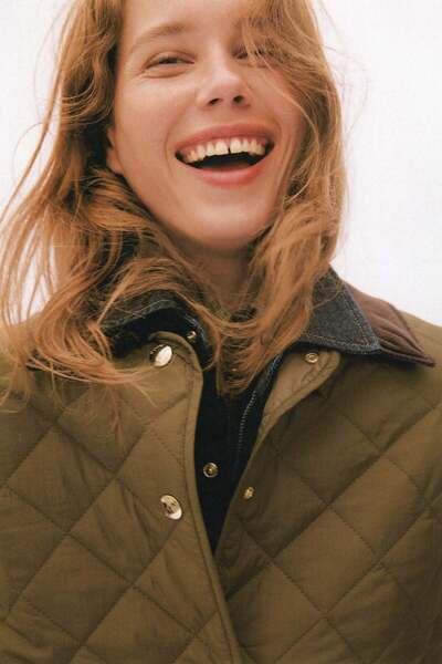 H&M سترة مبطنة بياقة مخملية