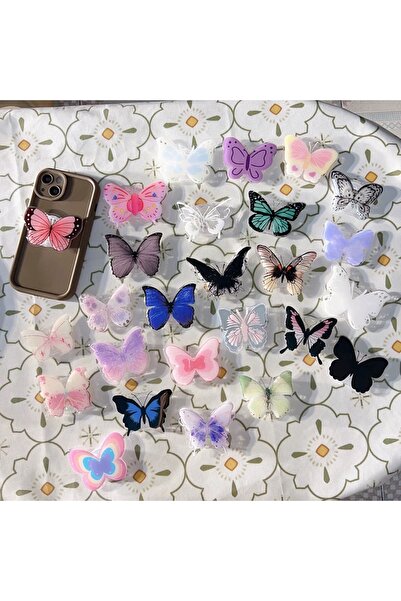 EDELFU Popsocket Yapışkanlı Kelebek Telefon Tutacağı Kelebek Şekilli Akrilik Epoksi Yüzey Parmak Tutucu
