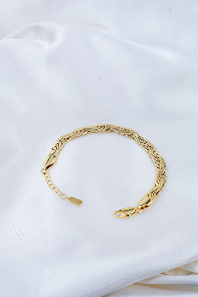 DlaraJewelry 14K Altın Kaplama Kadın Örgü Bileklik – Kararma Yapmaz Şık Günlü...