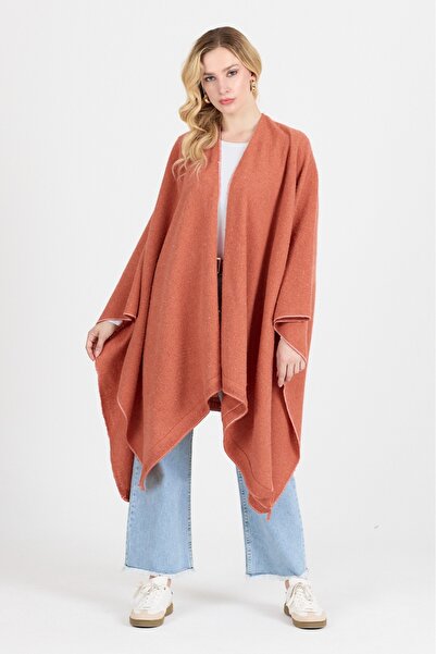 Combin Poncho - Cotton Polyester Blend Stylish and High-Quality Fabric - Orange