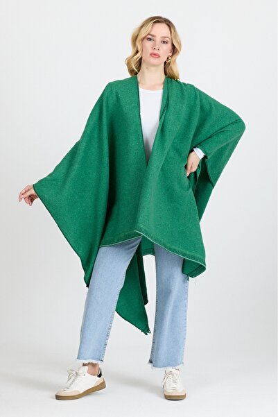 Rubyyavm Poncho - Cotton Polyester Blend Stylish and High-Quality Fabric - Green
