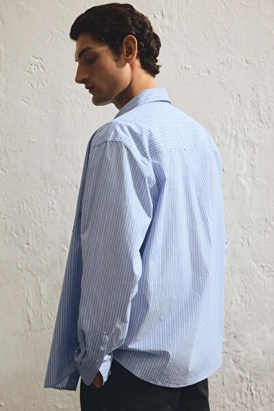 H&M قميص بوبلين فضفاض