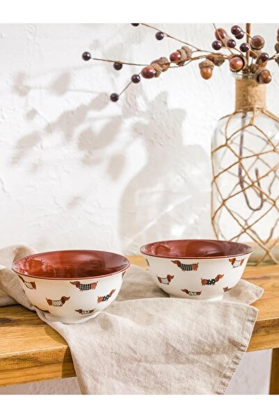 LC Waikiki Printed Ceramic Bowl Set of 2 12 cm (W5)
