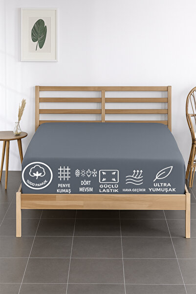 CT STONES 100% Cotton Single Premium Combed Cotton Bed Sheet - Gray