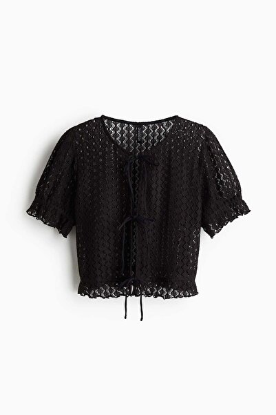 H&M بلوزة قصيرة محبوكة