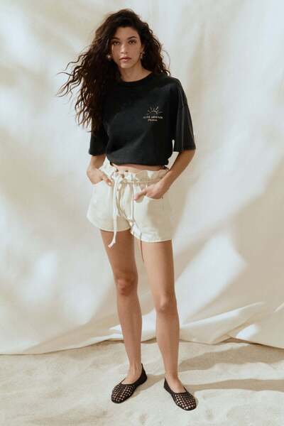 H&M High Rise Paper bag denim shorts