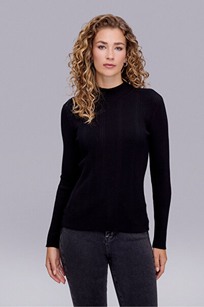 Naramaxx Balıkçı Yaka Siyah Triko Bluz