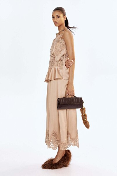 H&M Lace-inset satin strappy top