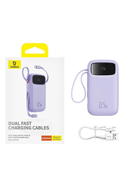 Baseus Acumulator extern QPow Pro+ 10000mAh, 22.5W, Lightning, 2xType-C, USB, cablu USB-C 30 cm, Mov