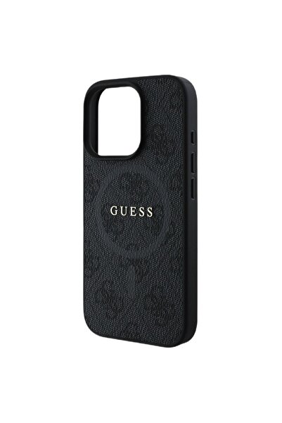 Guess Husa PU Leather 4G Colored Ring MagSafe iPhone 16 Pro Negru