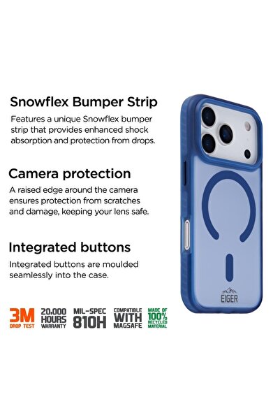 EIGER Husa Blizzard Magsafe GRS iPhone 17 Pro Max Albastru