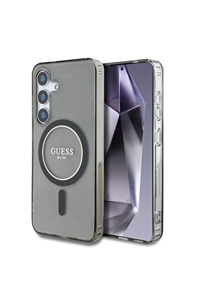 Guess Калъф Husa Glitter Circle Classic Logo MagSafe за Samsung Galaxy S25, ч...