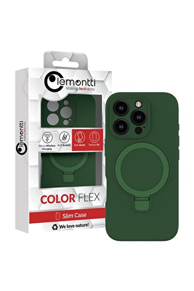 lemontti Husa Liquid Silicon MagSafe iPhone 16 Pro, cu suport, Verde