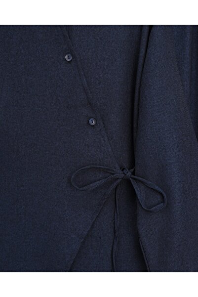 Modamorfo Cross Buttoned Side Tie Wool Effect Suit - Navy