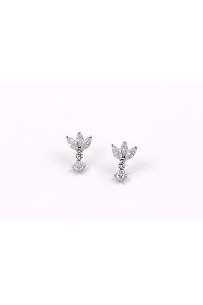Sirena Accessories Üç Yapraklı Sallantılı Zirkon Taşlı Gümüş Kaplama Tragus P...