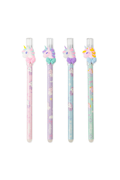 Strigo Set of 4 ink pens with eraser, UNICORN, SSC181