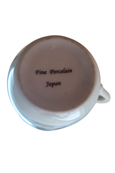 fine porcelain Cyprus Map and Visualized Japanese Fine Porcelain Stamped Coffee Cup and Saucer