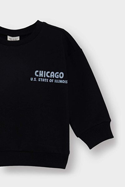 DeFacto Erkek Bebek Bisiklet Yaka Baskılı İçi Yumuşak Tüylü 2li Sweatshirt F0955A525AU