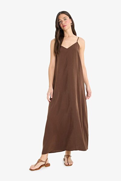 DeFacto A-Line V-Neck Modal Sleeveless Maxi Dress D8753Ax25Sm