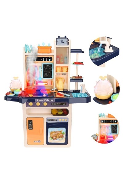 PROCART Children's kitchen, cold steam, sound effects, lights, closed circuit water tap, 65 pieces