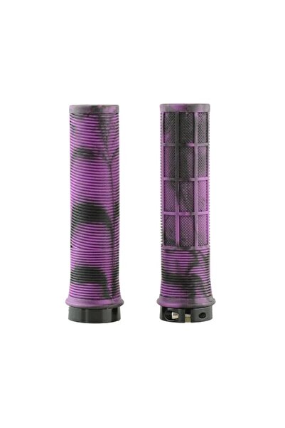 Choice مقابض دراجات TPR باللون الأسود والأرجواني مقابض مقود دراجة مدمجة بقفل ...