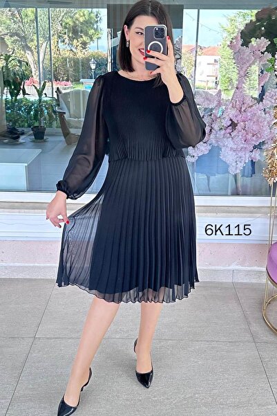 İnce Topuk Multi Şifon Piliseli Elbise 6K115