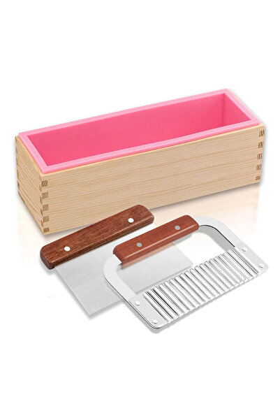 choice2 قوالب صابون سيليكون وردية اللون، مجموعة قوالب صابون سيليكون خشبية مست...