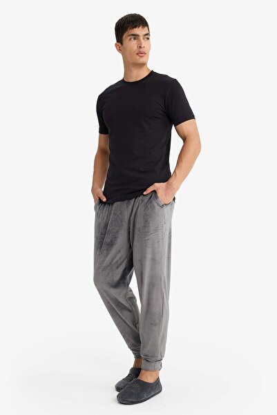 DeFacto Regular Fit Cepli Kadife Pijama Altı F4672AX25WN