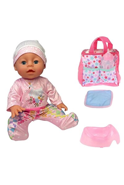 PROCART Interactive doll, baby who drinks water and pees, 6 accessories, bottle, potty, 35 cm