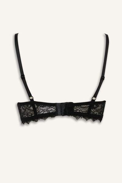 DeFacto Lace-Up Lace Cupless Non-Padded Underwire Balconette Bra Fall in Love F7024Ax25Wn