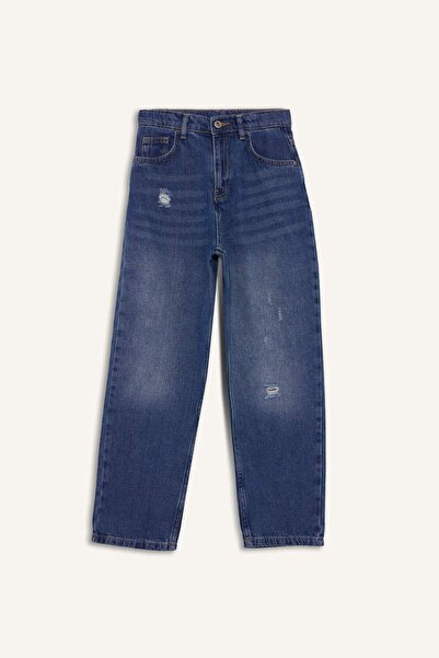 DeFacto Boy's Loose Fit Ripped Detail Straight Leg Jean Pants G3257A825Wn