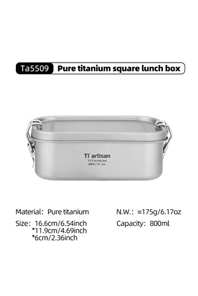 Choice صندوق غداء Tiartisan من التيتانيوم بدون مقبض بسعة 800 مل، صندوق طعام متين وخفيف الوزن للتخييم في الهواء الطلق