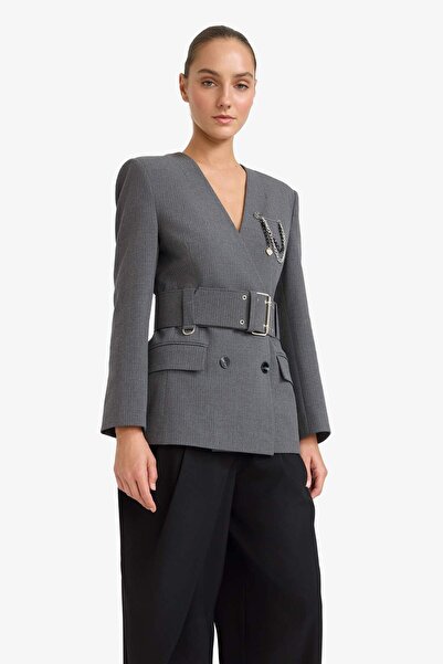 DeFacto Μπλέιζερ με λαιμόκοψη σε σχήμα V από ταφτά F9431AX25AU