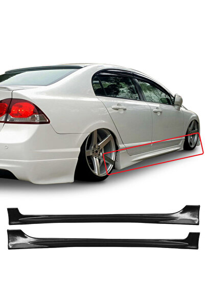 AkmTuning Honda Civic FD6 Mugen Yan Marşpiyel Seti Plastik 2 Adet Mat Siyah 2...